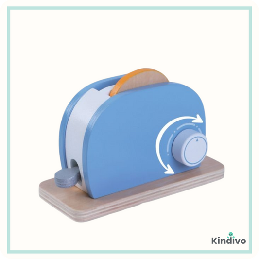 Holz‑Toaster Set (9‑teilig) – Kinderküche
