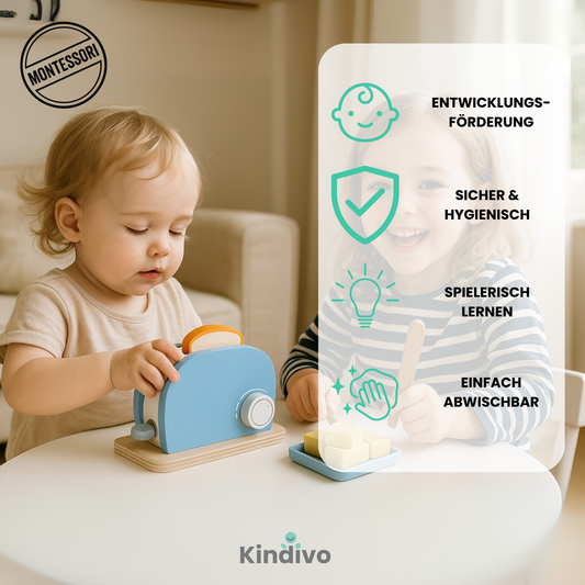 Holz‑Toaster Set (9‑teilig) – Kinderküche